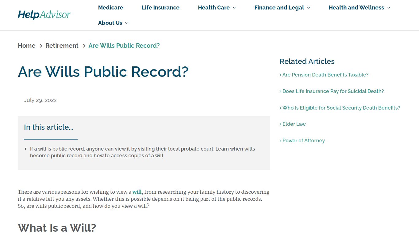 Are Wills Public Record? | HelpAdvisor.com